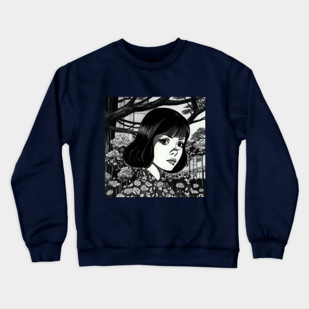 Black and white portrait of woman Crewneck Sweatshirt by KOTYA